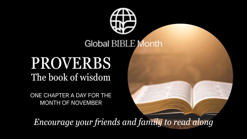 Flyer about reading Bible book of Proverbs at Gateways Christian Fellowship during Global Bible Month of November 2025