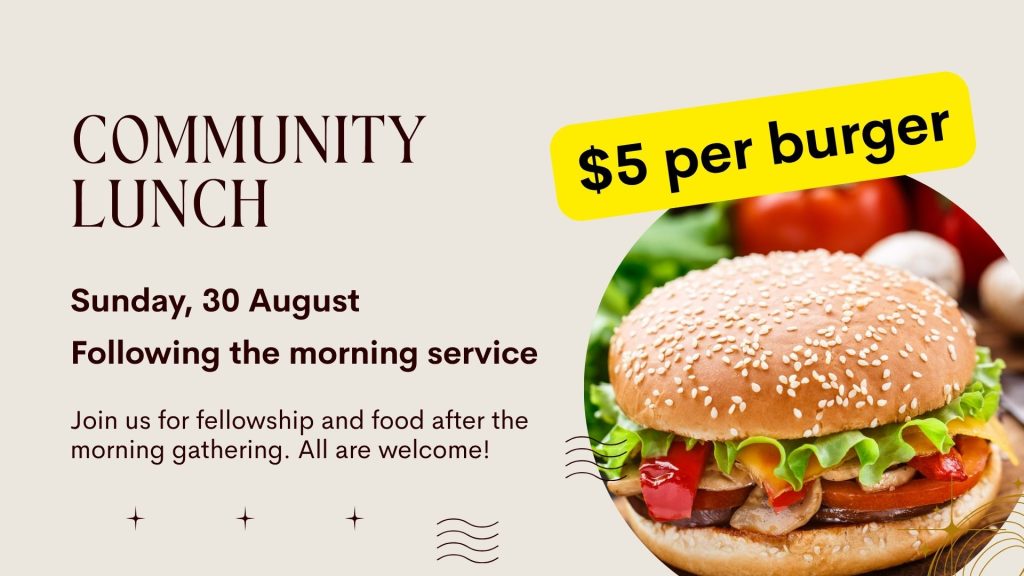 Flyer about burger lunch at Gateways Church